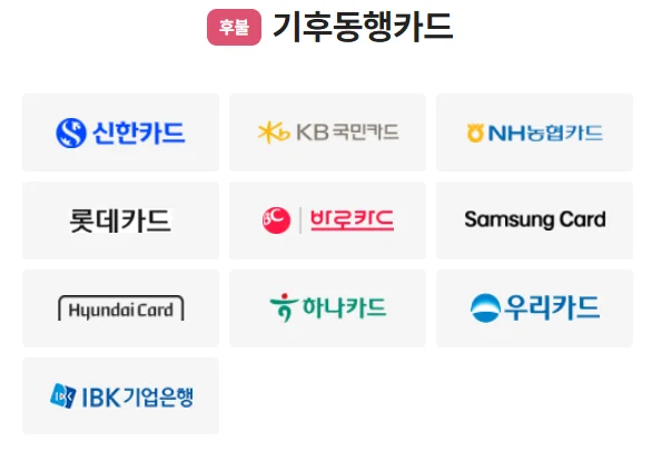 기후동행카드 발급 가능 카드사