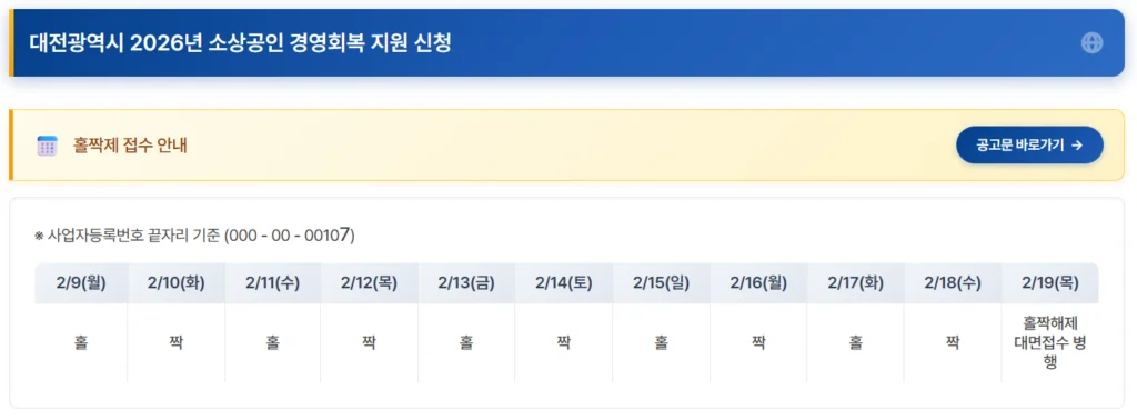 대전 소상공인 지원금 신청 일정